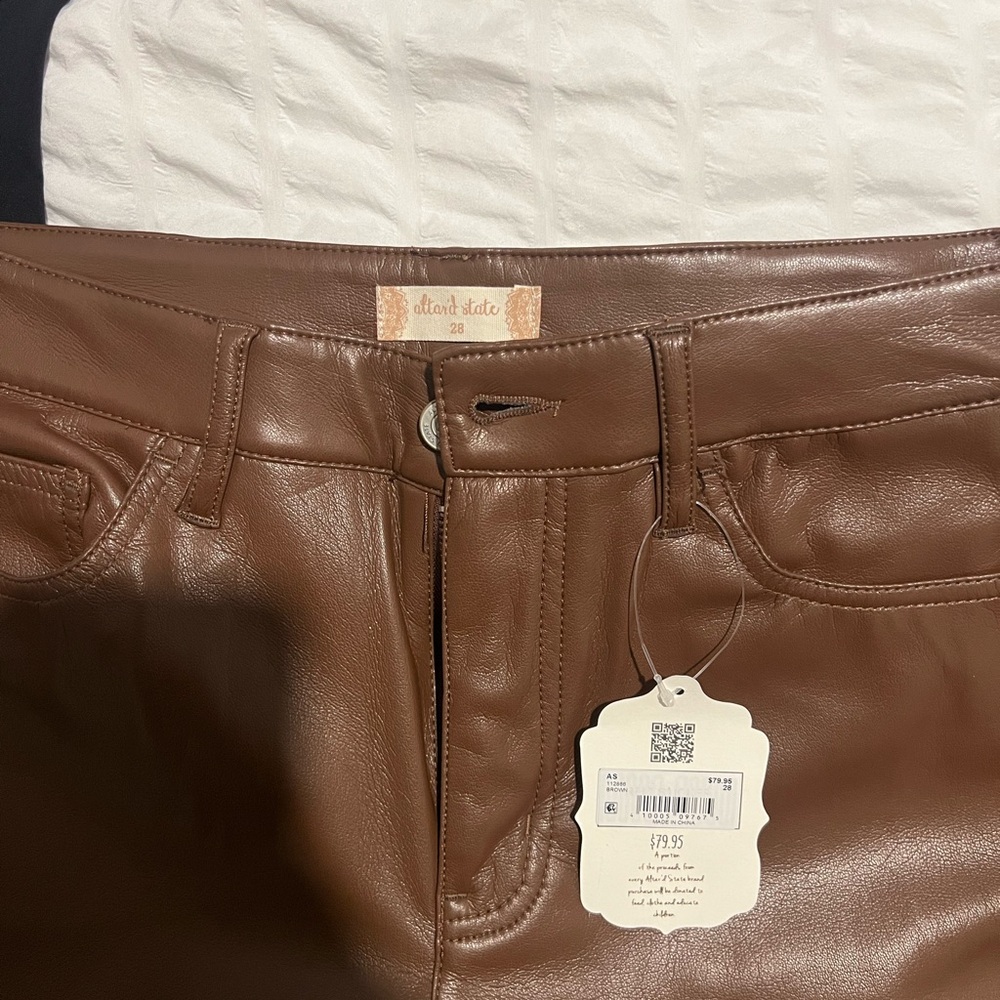 Altar'd State Rich Brown Leather Pants